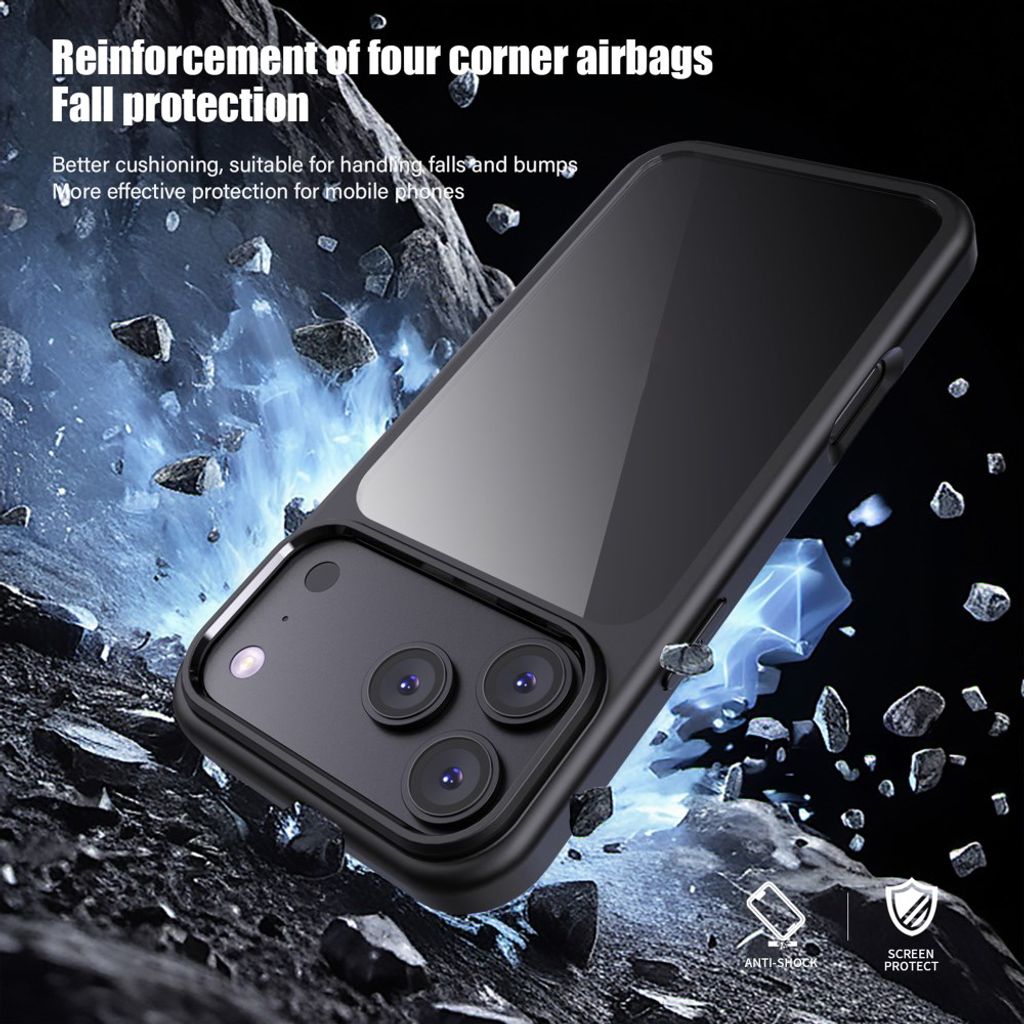 IPAKY iPhone 18 Pro Max/17 Pro Max Läpinäkyvällä takaosalla varustettu kuori - Tummansininen