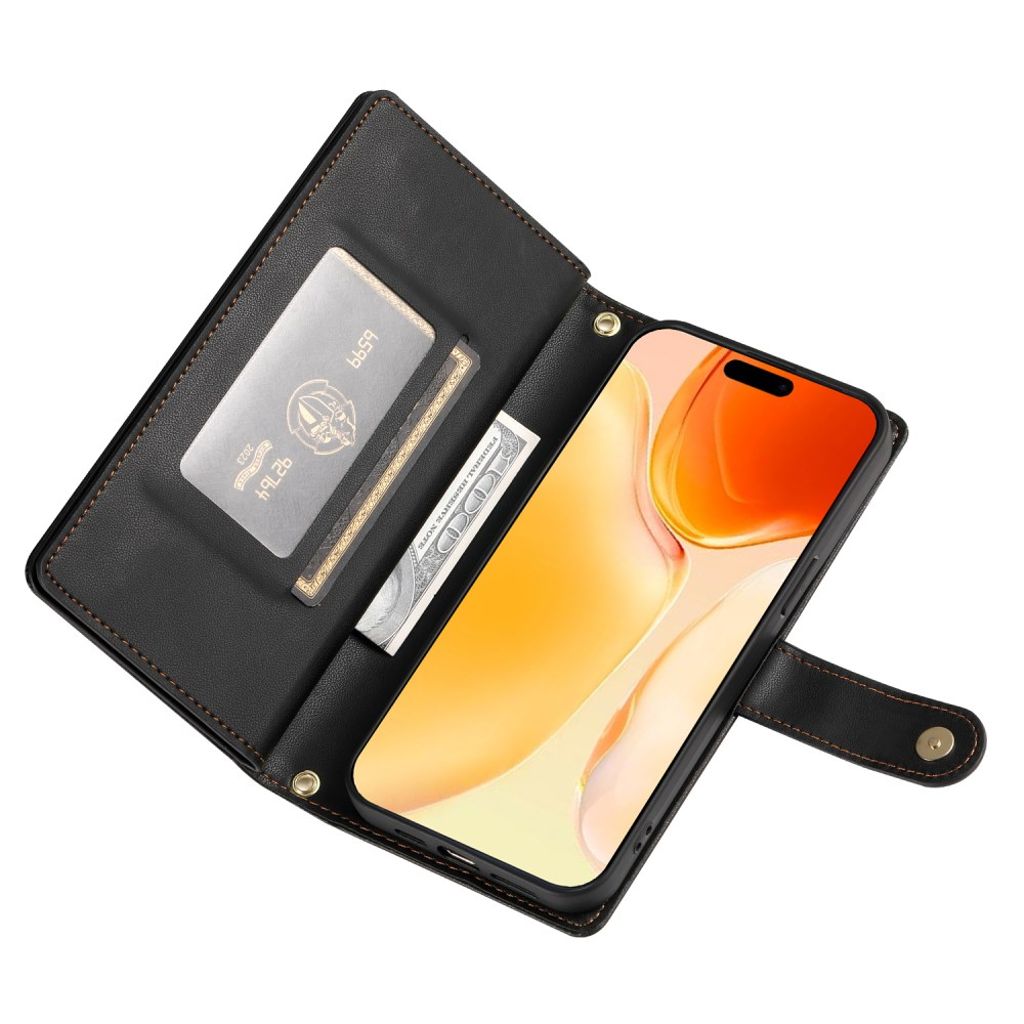 iPhone 17 Lompakkokotelo Kantohihna - musta