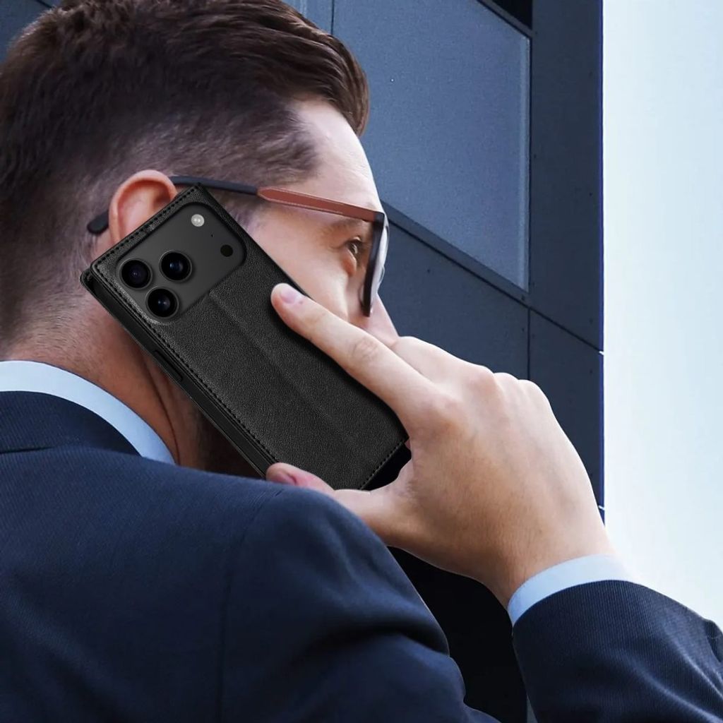 iPhone 18 Pro/17 Pro Lommeboketui med stativ - Svart