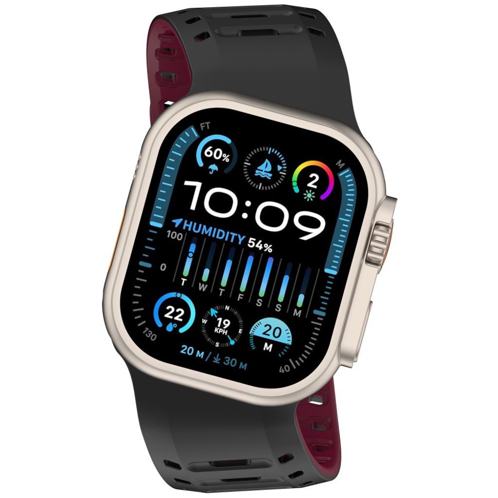 Apple Watch 49/46/44/42mm Klockarmband i Silikon Magnetisk - Svart/Röd