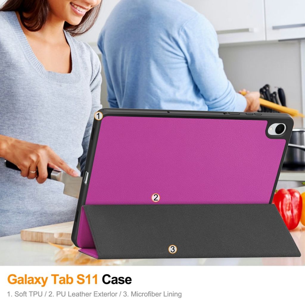 Samsung Galaxy Tab S11 Jalustakotelo kynäpaikalla – Violetti