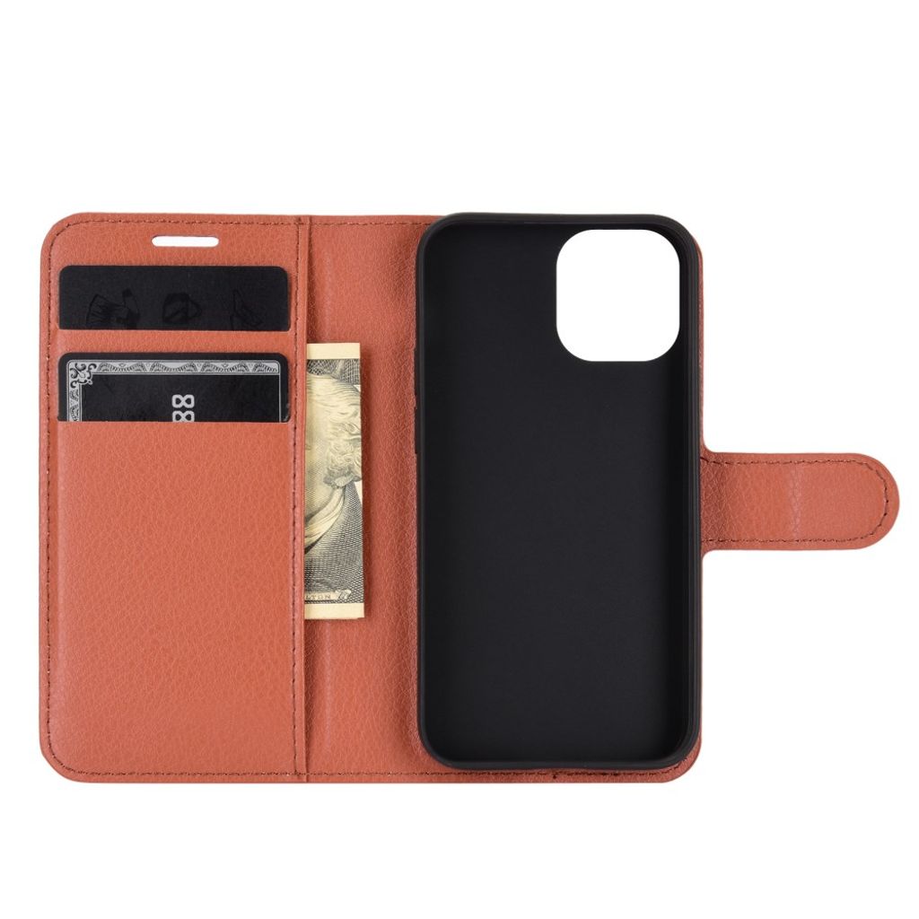 iPhone 12 Mini Wallet Cover with Stand - Brown