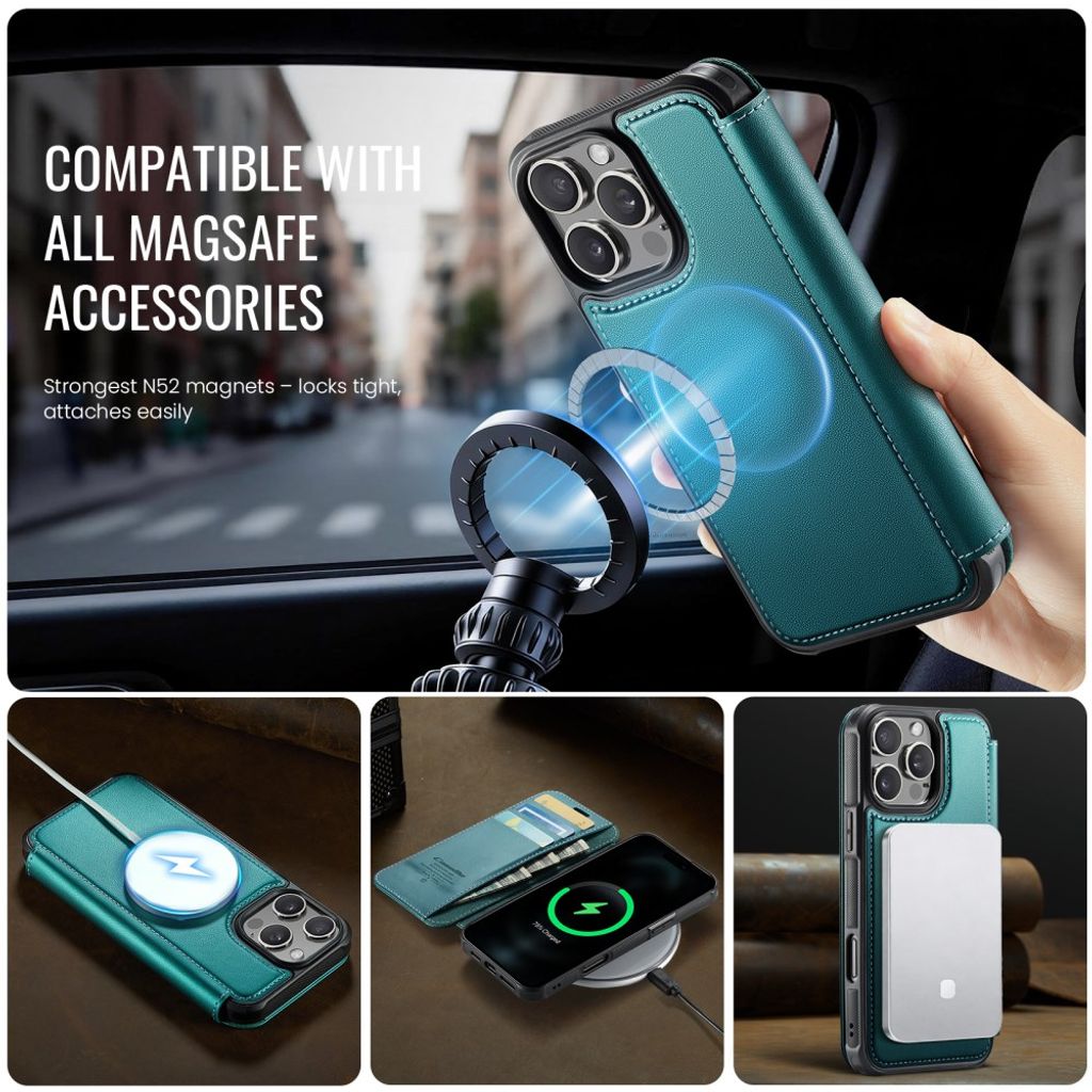 CASEME 053  iPhone 16 Pro Max Lommeboketui MagSafe RFID Blokkerende  - Turkis