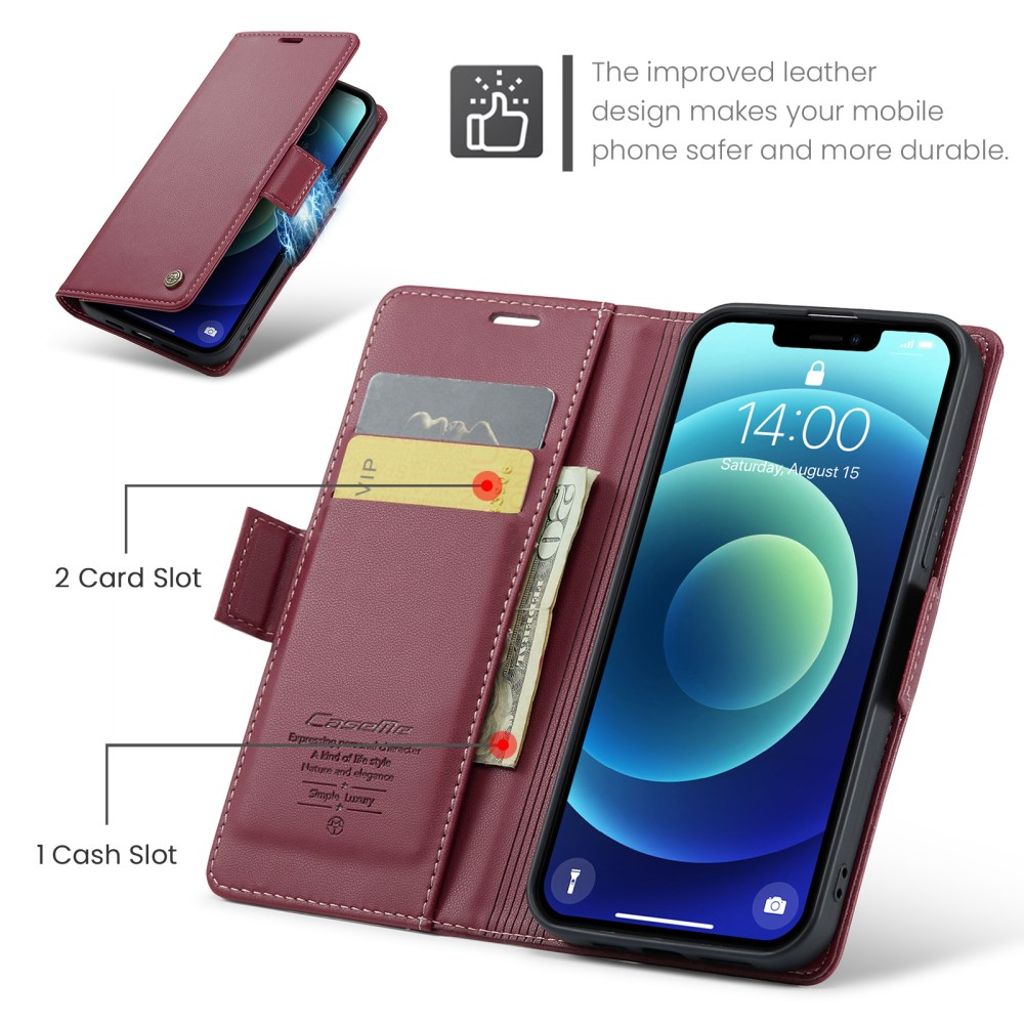 CASEME iPhone 12 Mini Wallet Cover with Stand - Red