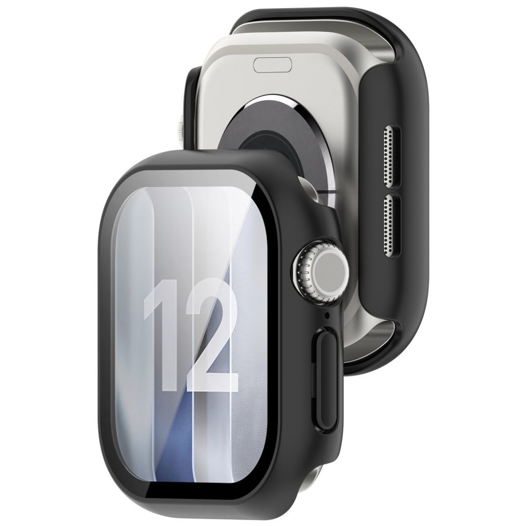 Apple Watch 12 42mm Skal med skärmskydd i härdat glas - Svart