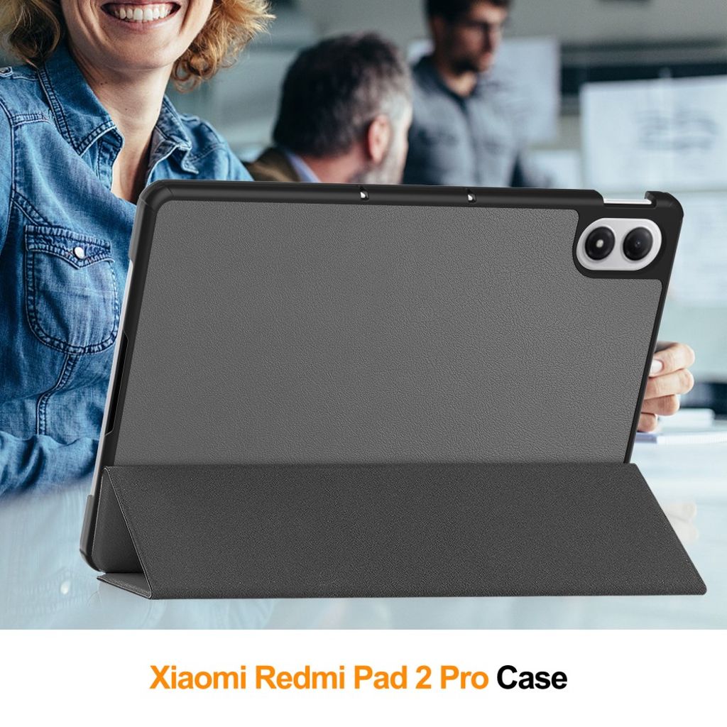Xiaomi Poco Pad M1/Redmi Pad 2 Pro Etui Støtsikker PU-lær - Grå