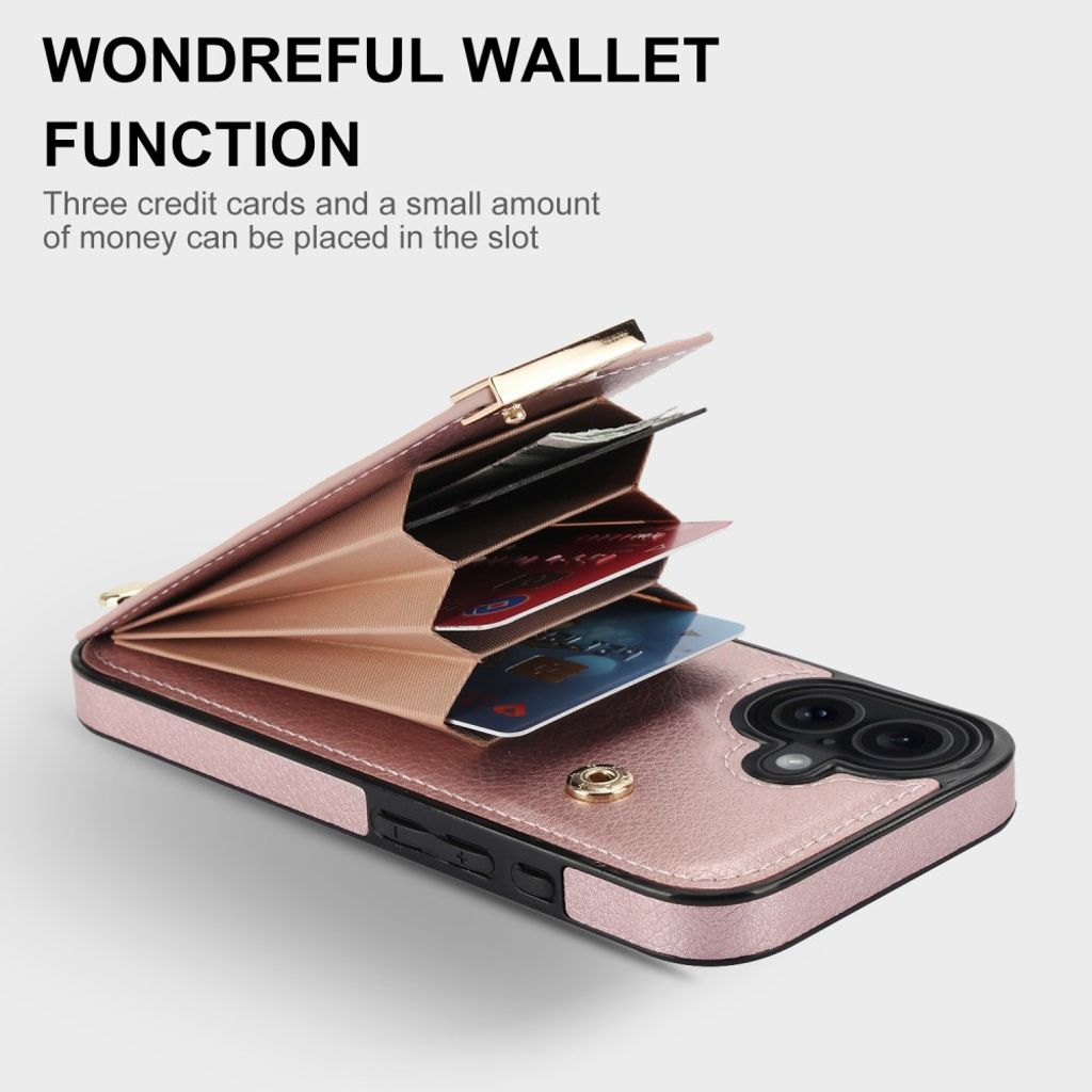 iPhone 17 Skal med Korthållare – Roséguld