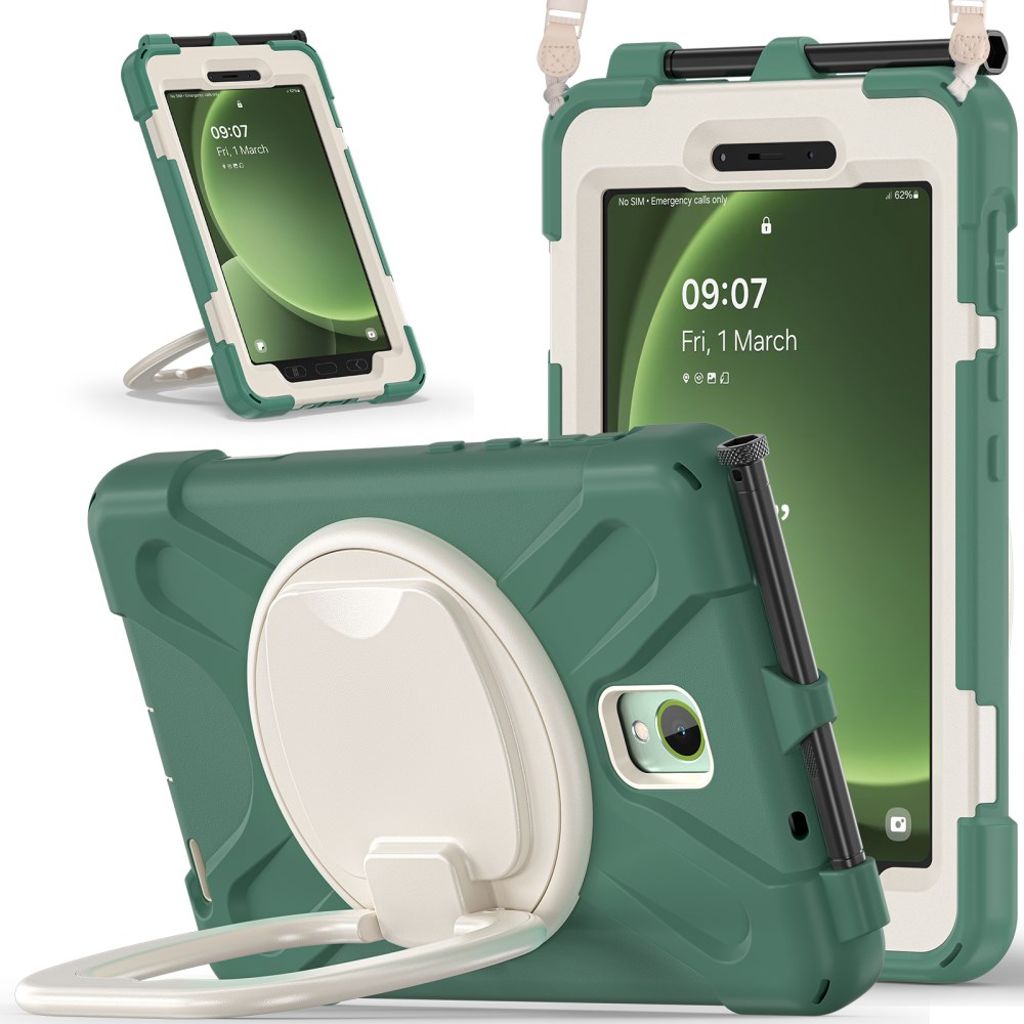 Samsung Galaxy Tab Active5 Case with Shoulder Strap - Green, Beige