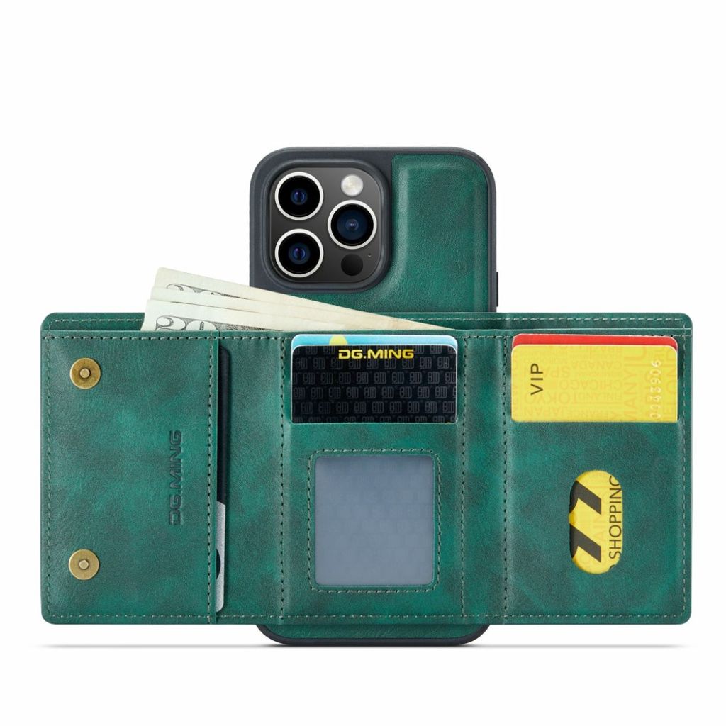 DG.MING iPhone 13 Pro Max Lompakkokuori Magneettinen - Vihreä