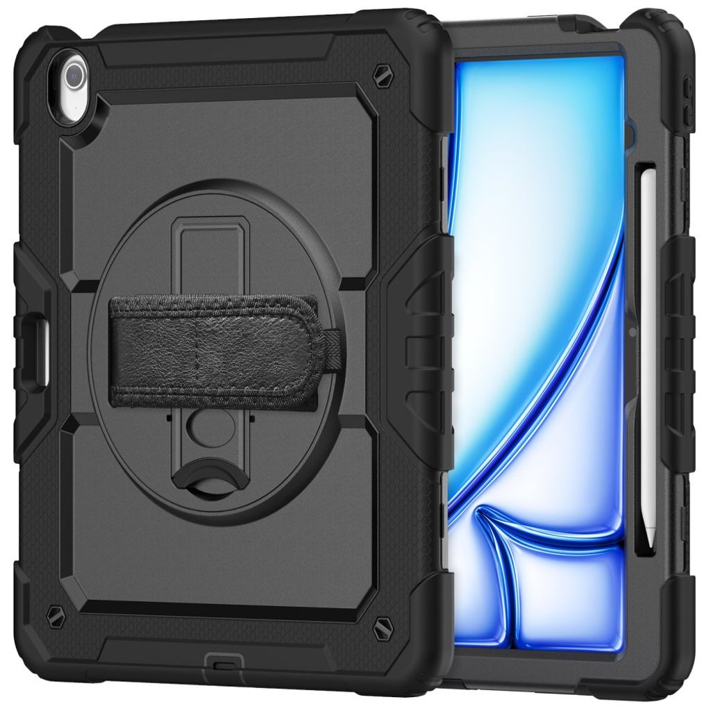 iPad Air 13" 2026/2025/2024 Cover med skærmbeskyttelse og skulderrem - Sort