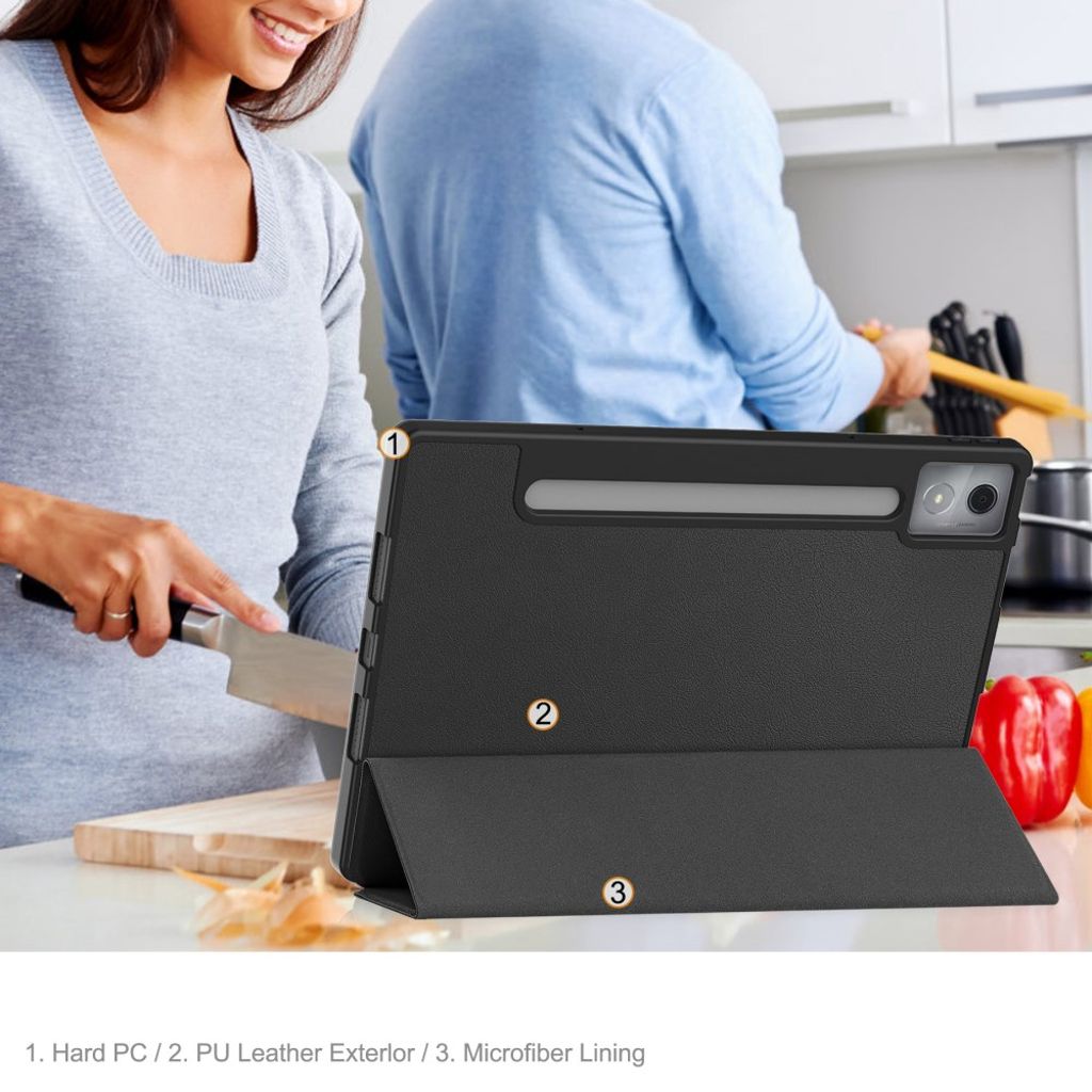Lenovo Idea Tab Pro Tri-Fold Etui med Stativ og Pennespor – Svart