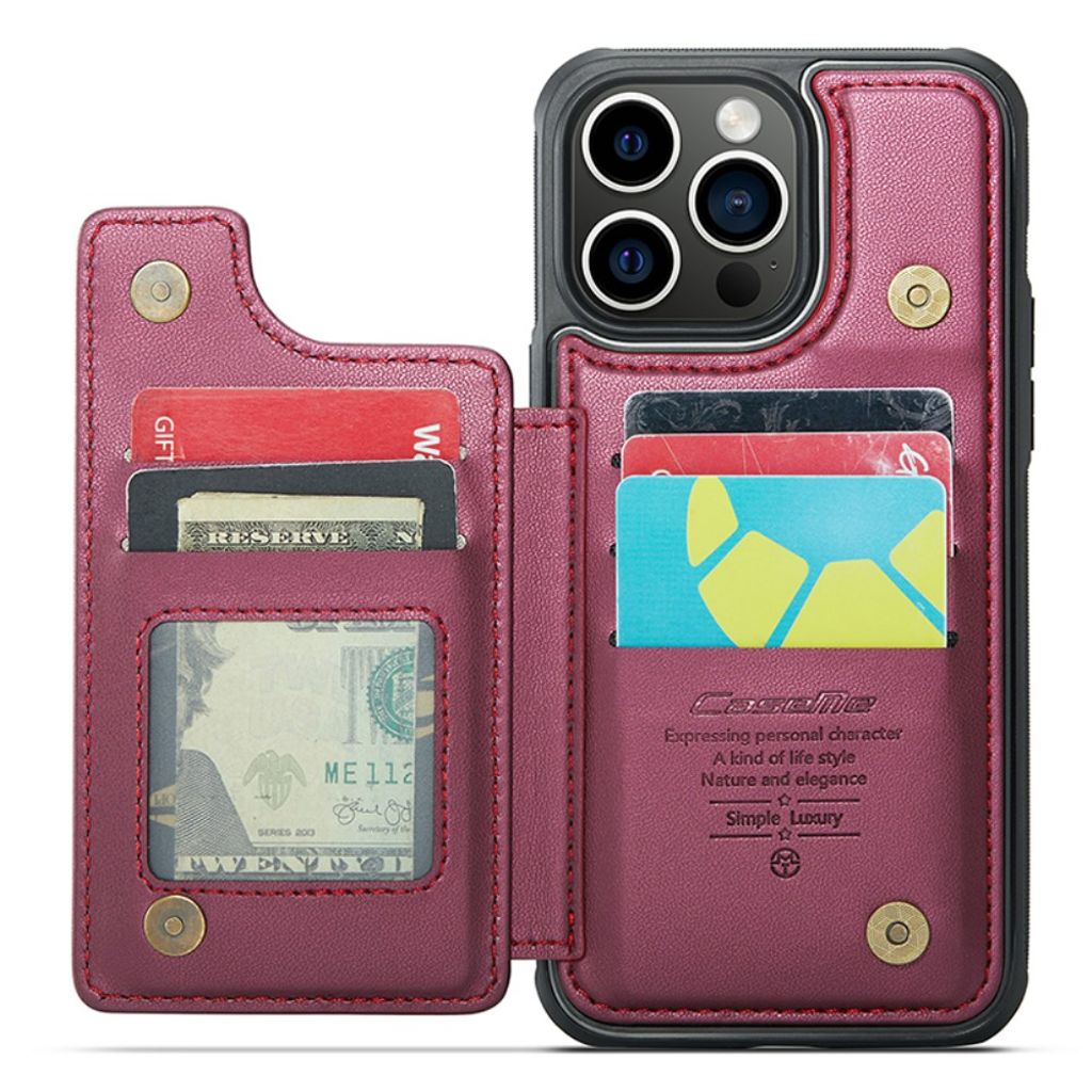 CASEME C22 iPhone 14 Pro Max Wallet Case RFID Blocking - Red