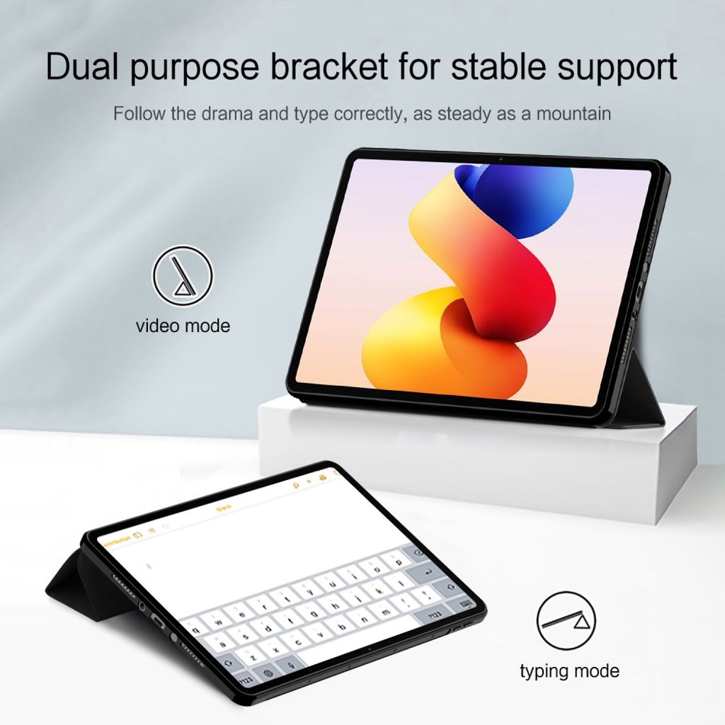 Xiaomi Redmi Pad 2 Pro Etui PU-lær og TPU Tri-Fold - Svart