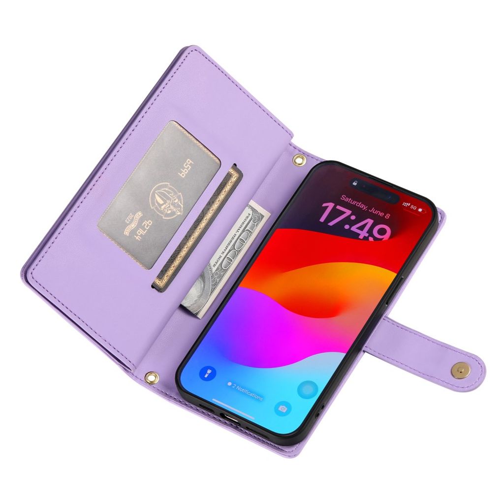iPhone 17 Air Lompakkokotelo Kantohihna - violetti