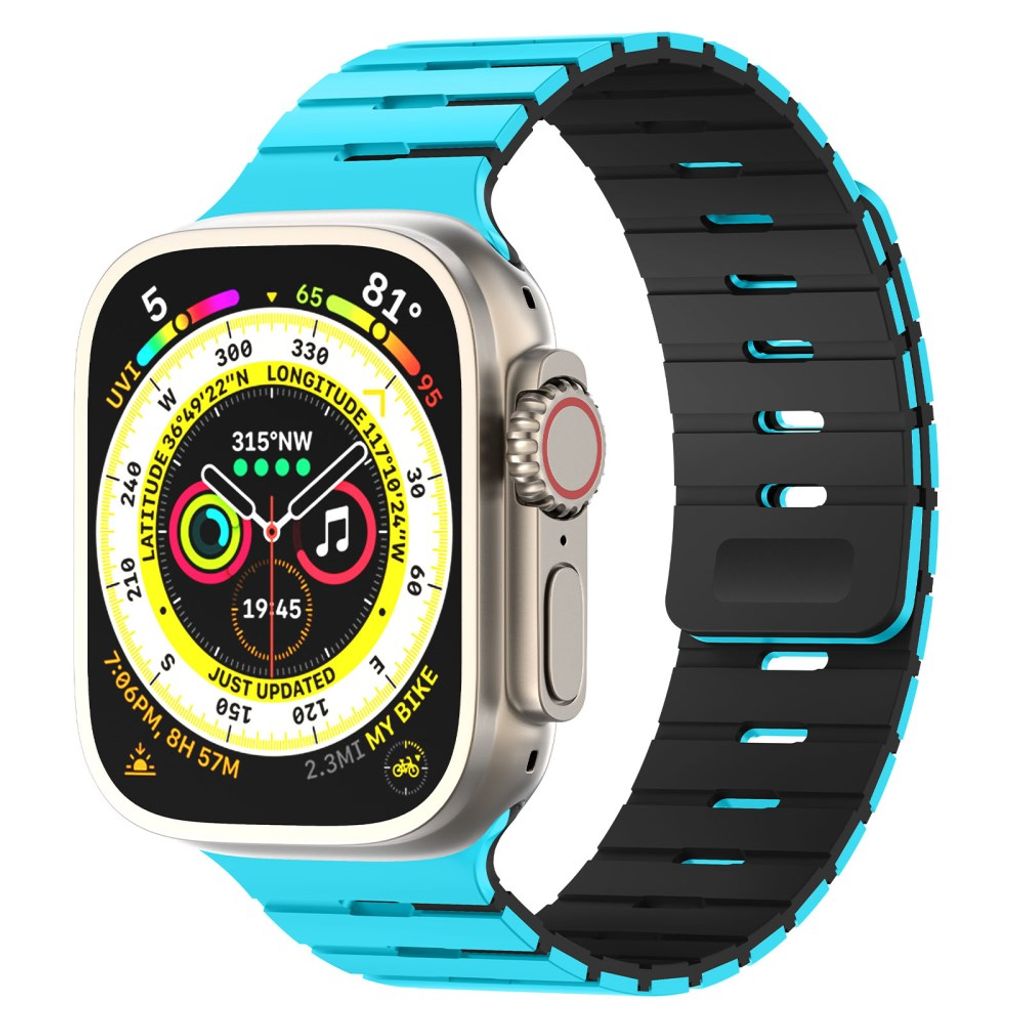 Apple Watch 49/46/44/42mm Tvåfärgat Klockarmband Silikon - Blå/Svart