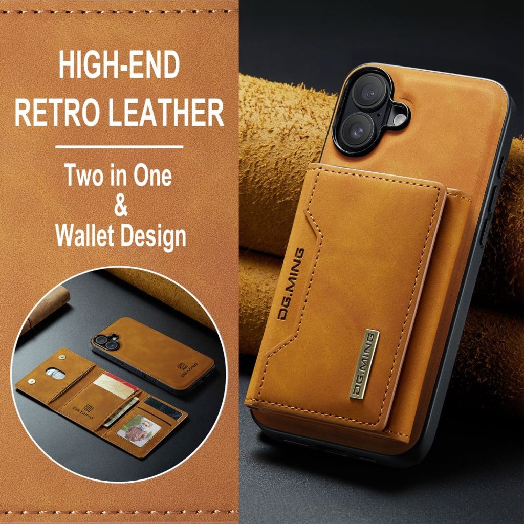 DG.MING iPhone 17 Cover med Pung - Brun