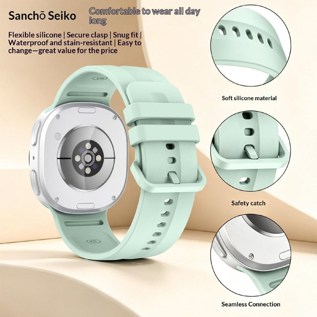Samsung Galaxy Watch9/8/8 Classic Ensfarget silikon klokkerem L - Lys grønn