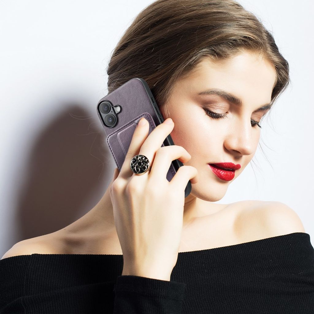 FIERRE SHANN iPhone 16 Case with Card slots - Purple