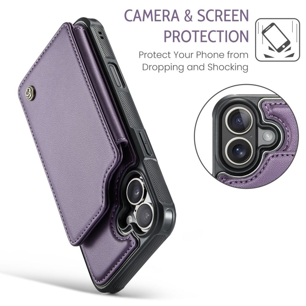 CASEME iPhone 16 Plus Case with 5 Card slots - Purple