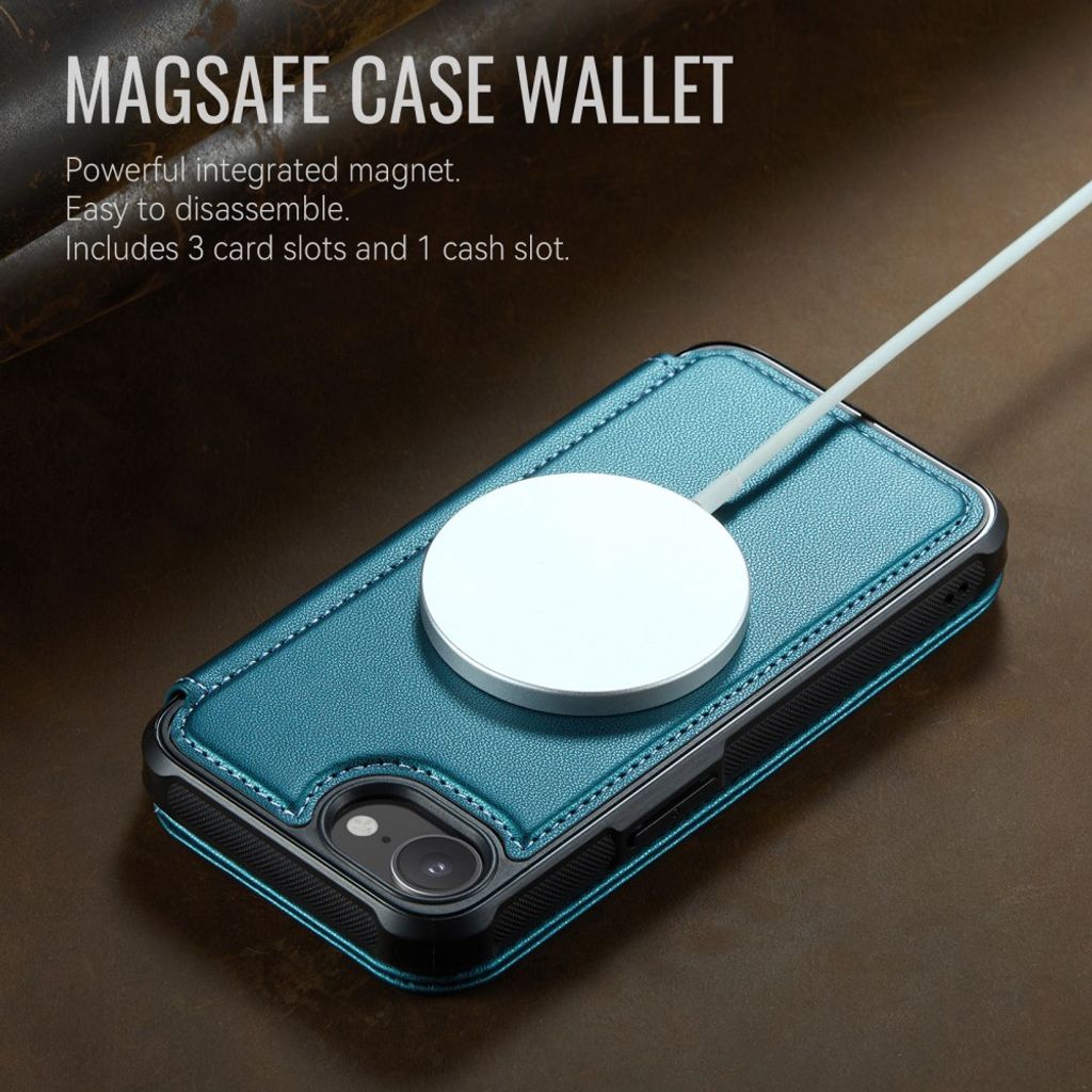 CASEME 053 iPhone 16e/iPhone 17e Lommeboketui MagSafe RFID Blokkerende - Turkis