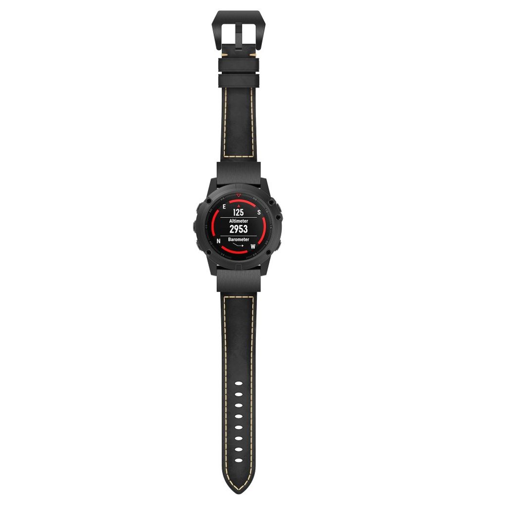 Garmin Fenix 5X Klokkereim i ekte skinn - Svart
