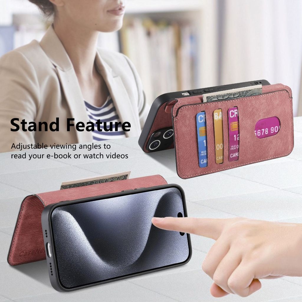 CASENEO iPhone 13 Pro Max Lompakkokotelo Irrotettava lompakko – Vaaleanpunainen