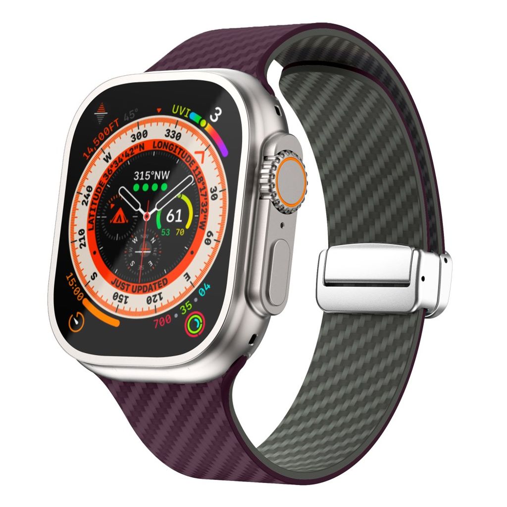 Apple Watch 49 / 46 / 44 / 42mm Klockarmband kolfibertextur - Lila