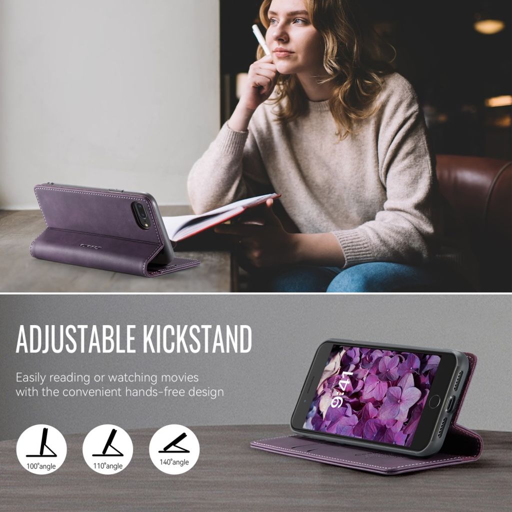 CASEME iPhone 6 Plus / 7 Plus / 8 Plus Kotelo Jalusta - Violetti