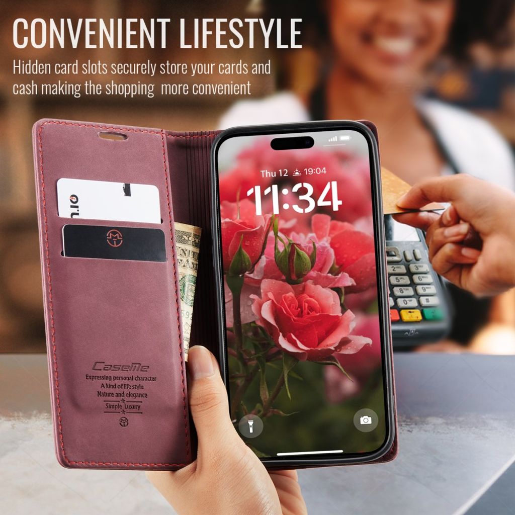 CASEME iPhone 17 Plånboksfodral med Kortfack - Röd