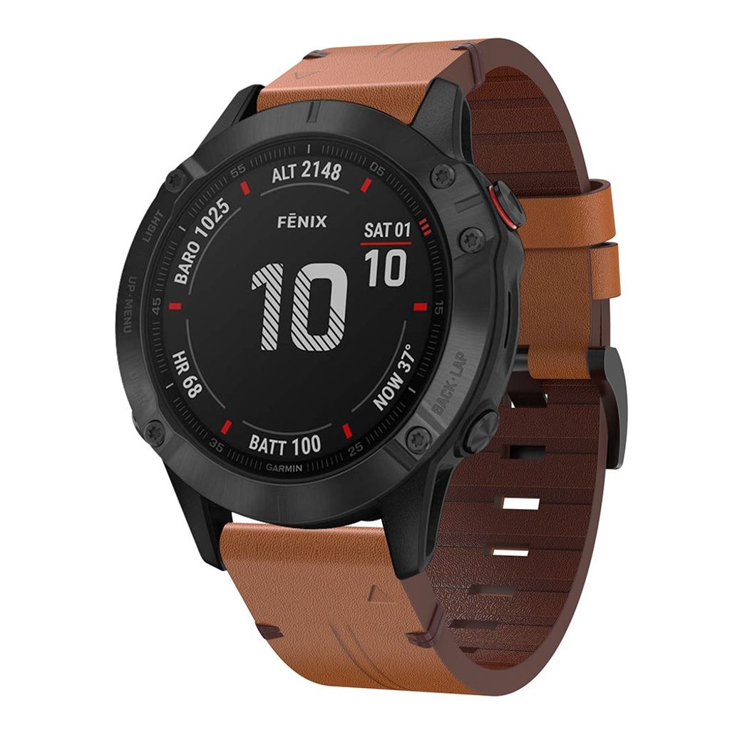 Garmin Fenix 6/5/5 Plus/Forerunner935 etc. klokkerem i ekte skinn – brun