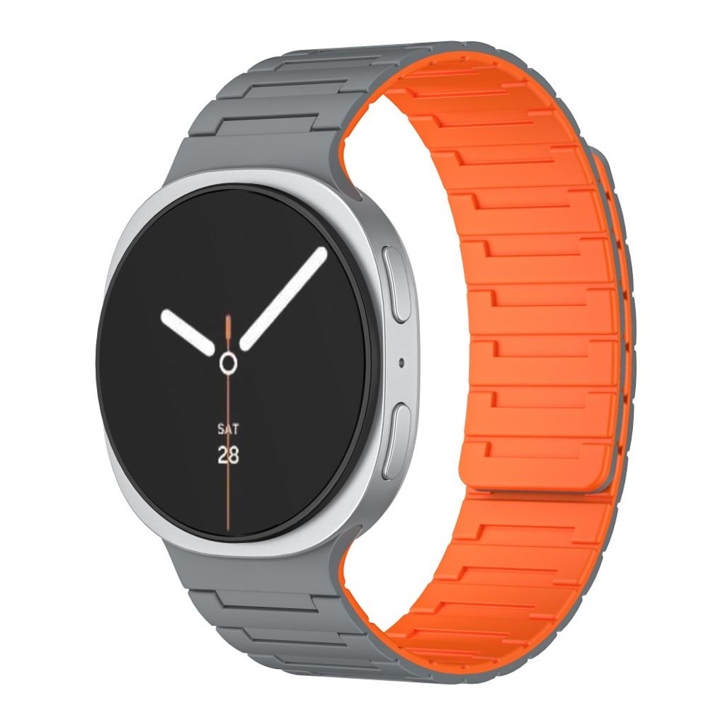 Samsung Galaxy Watch8 Classic 46 mm jne. Kellonranneke, Silikoni - harmaa+oranssi