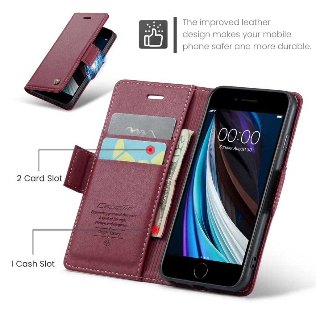CASEME iPhone 6/6s/7/8/SE 2020/2022 Etui med Kortplads - Rød
