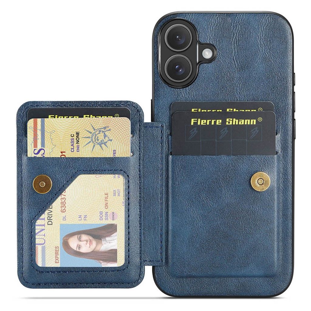 FIERRE SHANN iPhone 16 Case with Card slots - Blue
