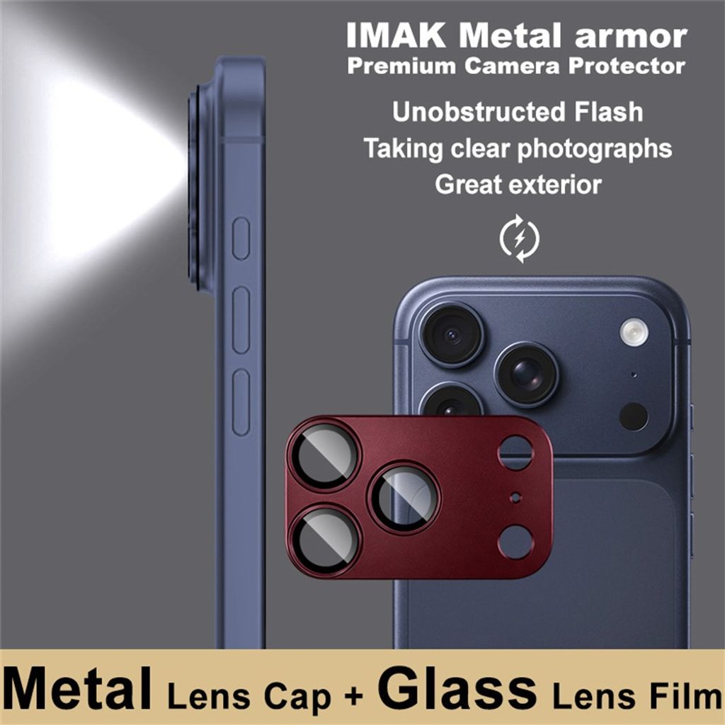 IMAK iPhone 18 Pro -linssinsuoja karkaistusta lasista/metallista - punainen