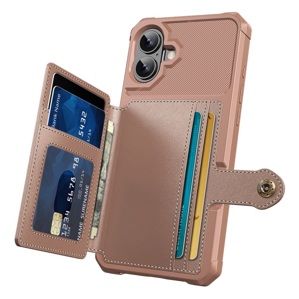 iPhone 16 Plus Case with 5 Card slots - Pink