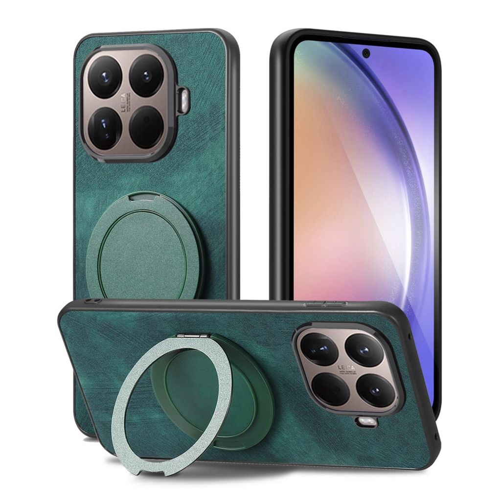 Xiaomi 17T Skal i PU-läder med ringstativ - Grön