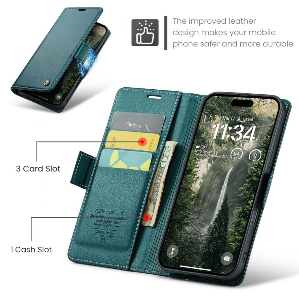 CASEME iPhone 16 Cover with Card Slots - Green