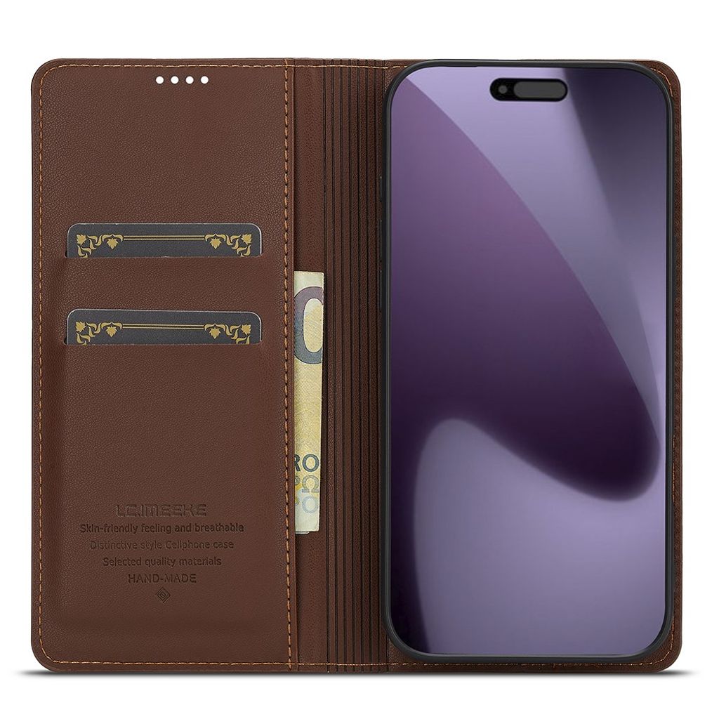 LC.IMEEKE iPhone 17 Pro Lompakkokotelo - Ruskea