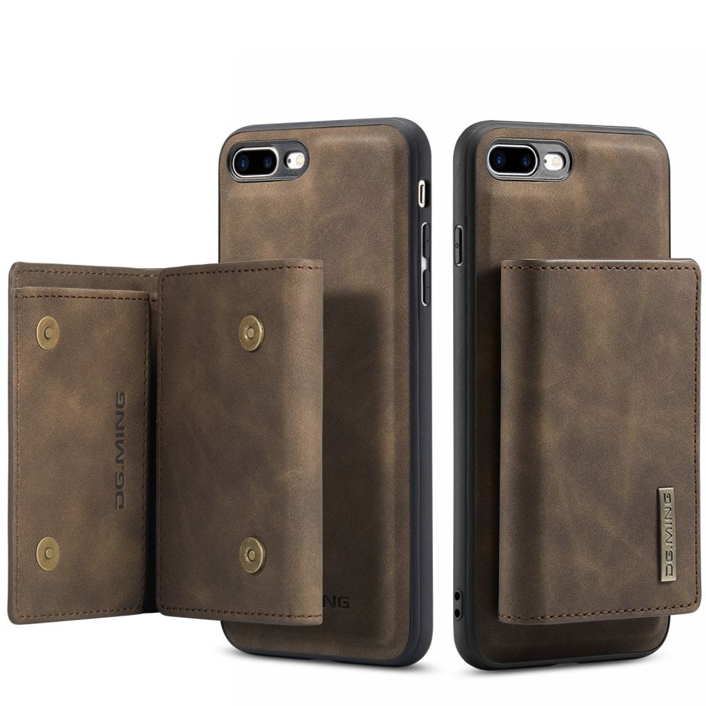 DG.MING iPhone 7 Plus / 8 Plus Skal med Plånbok - Mörkbrun