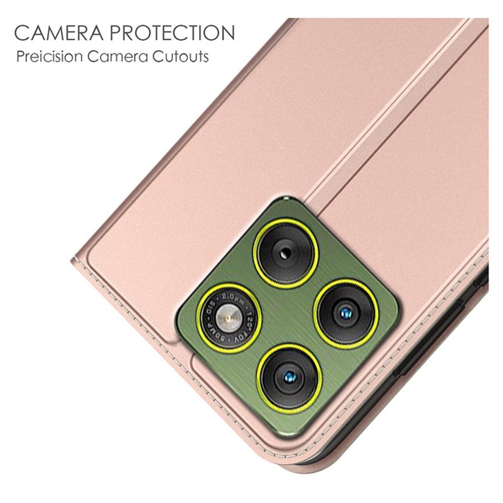 Motorola Edge 70 5G Plånboksfodral PU-läder Korthållare Stativ – Roséguld