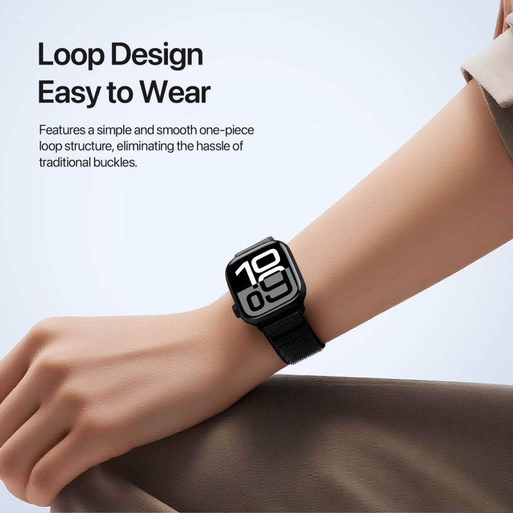 DUX DUCIS Apple Watch 42/44/46/49mm Urrem Flettet Nylon – Sort