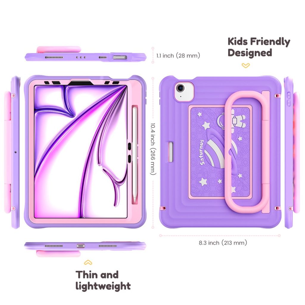 Lasten kuori jalustalla iPad Airille/Prolle 11" - violetti