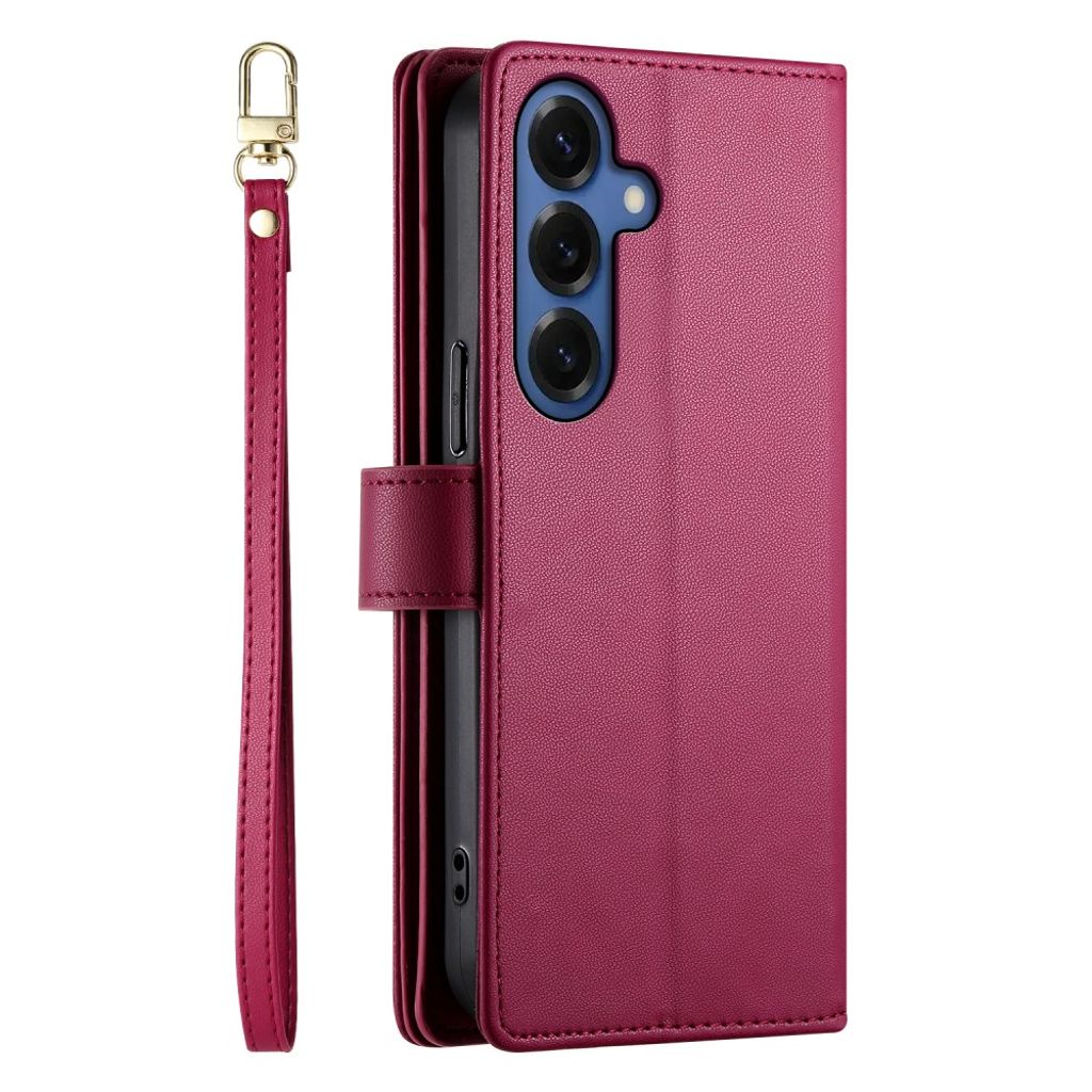 Samsung Galaxy S26 Plus Lommeboketui med Skulderstropp og Glidelåslomme – Rød