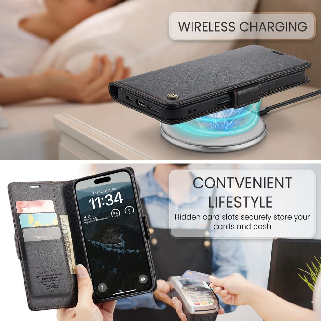 CASEME iPhone 16 Plus Cover with Card Slots - Black