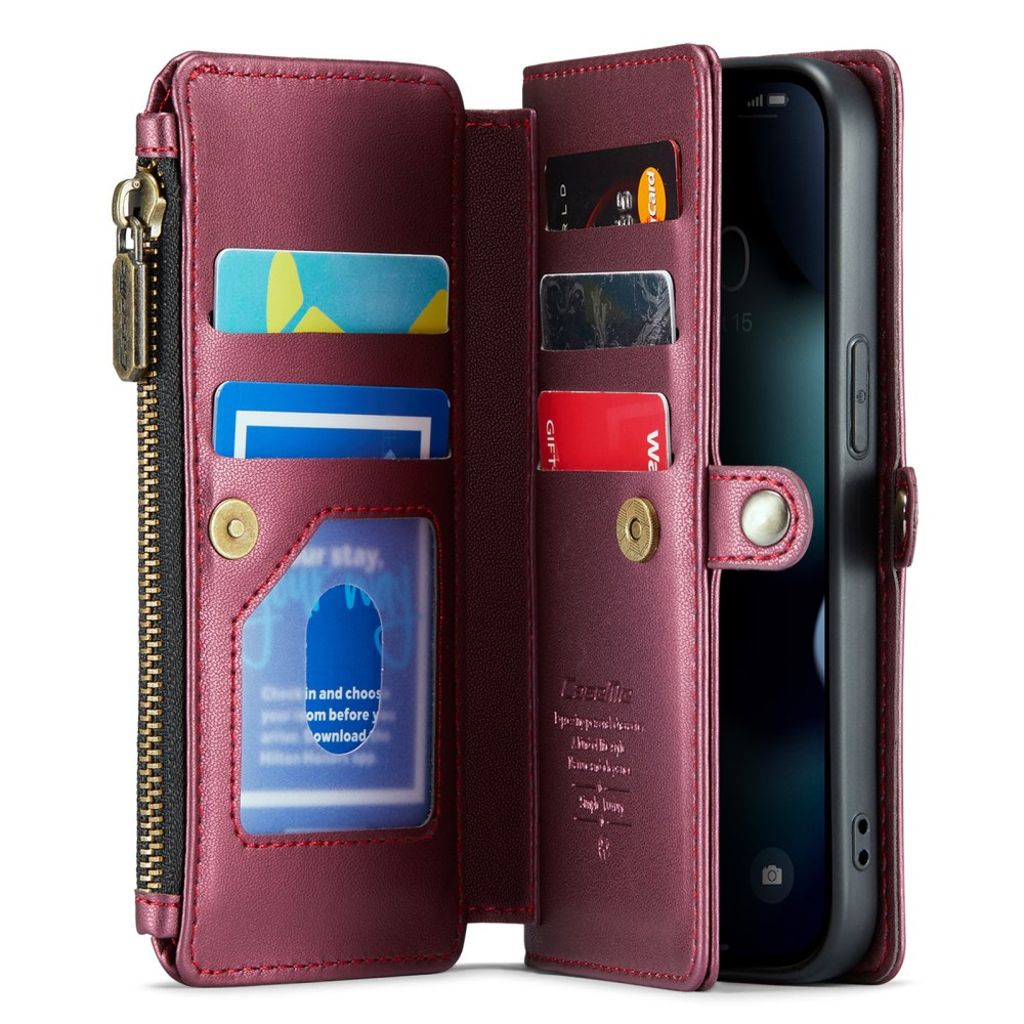 CASEME iPhone 13 mini Lompakkokotelo RFID-estävä – Viininpunainen