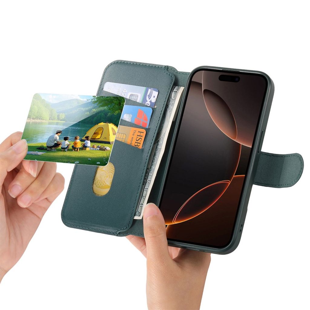 CASENEO iPhone 16e Plånboksfodral RFID-blockerande MagSafe – Grön