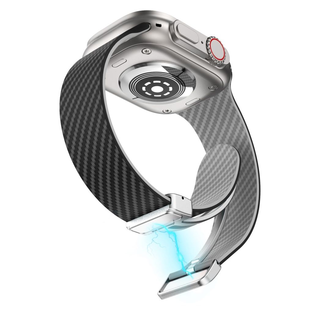 Apple Watch 42 / 41/ 40 / 38mm Klockarmband kolfibertextur - Svart/Grå