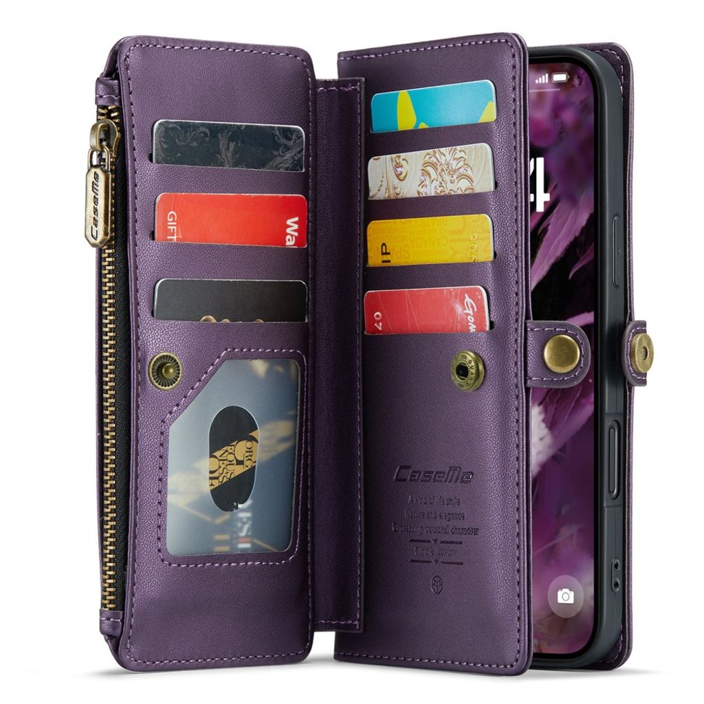 CASEME iPhone 16 Cover with 10 Card Slots - Purple