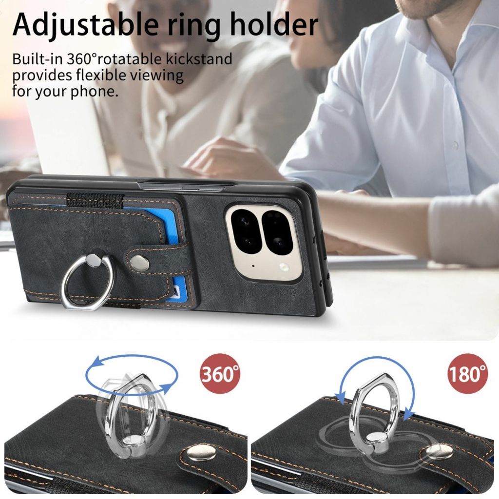 Google Pixel 9 Pro Fold 5G Cover med stativ og kortplads – Sort