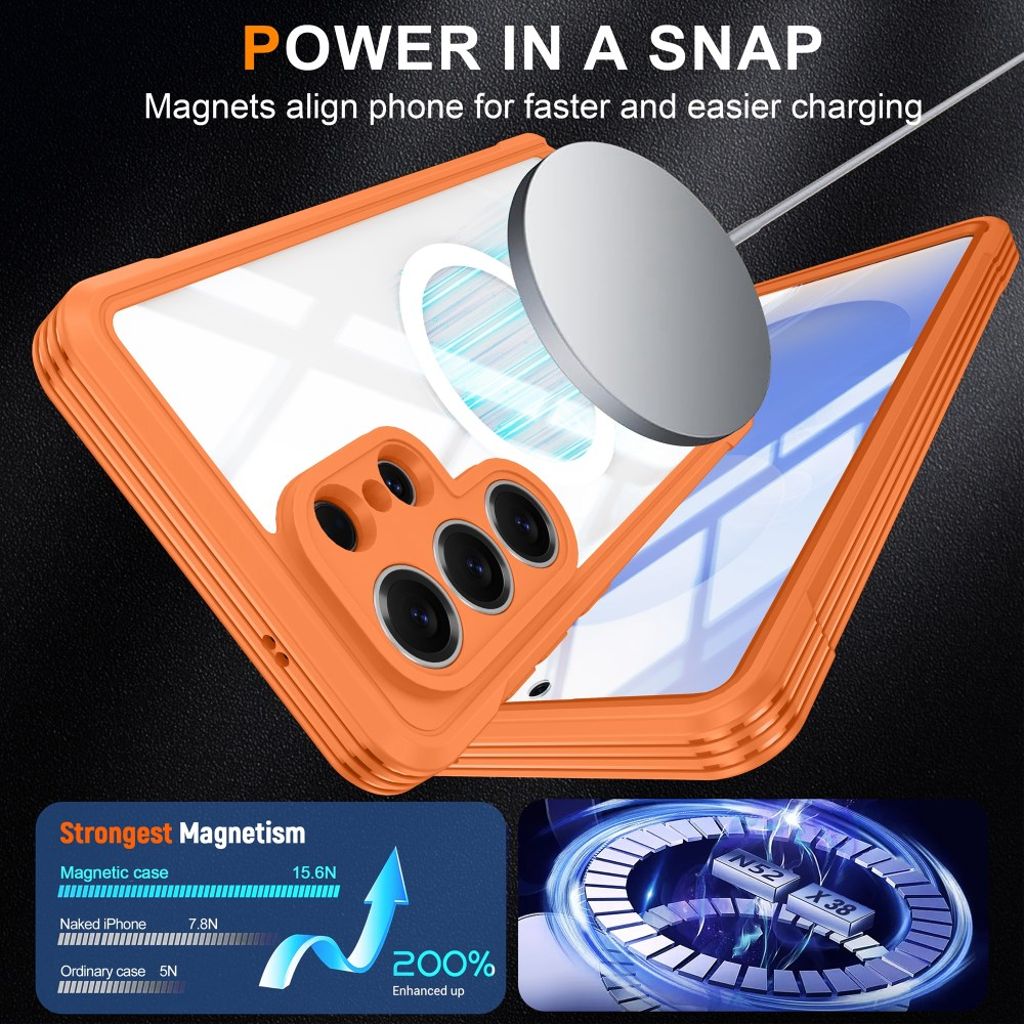 Samsung Galaxy S26 Ultra MagSafe Deksel innebygd skjermbeskytter - Oransje